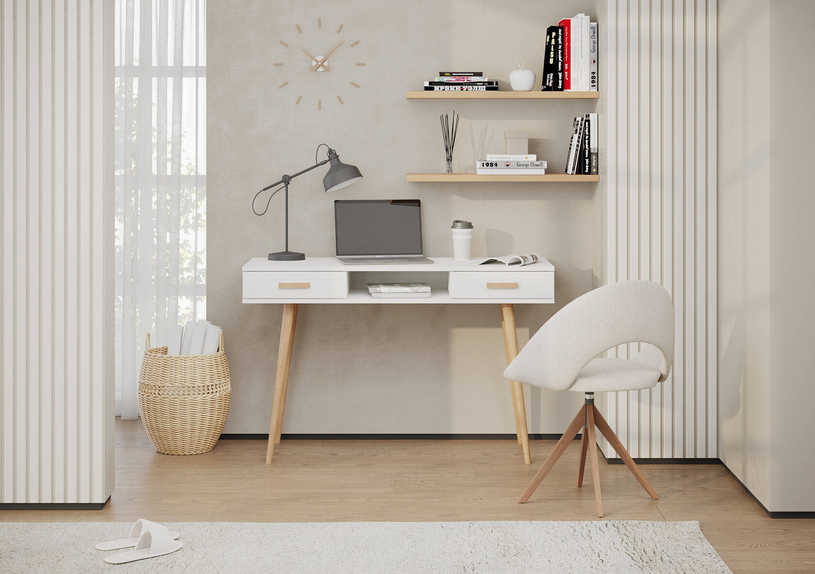Стол письменный с двумя ящиками и открытой нишей 6-01103